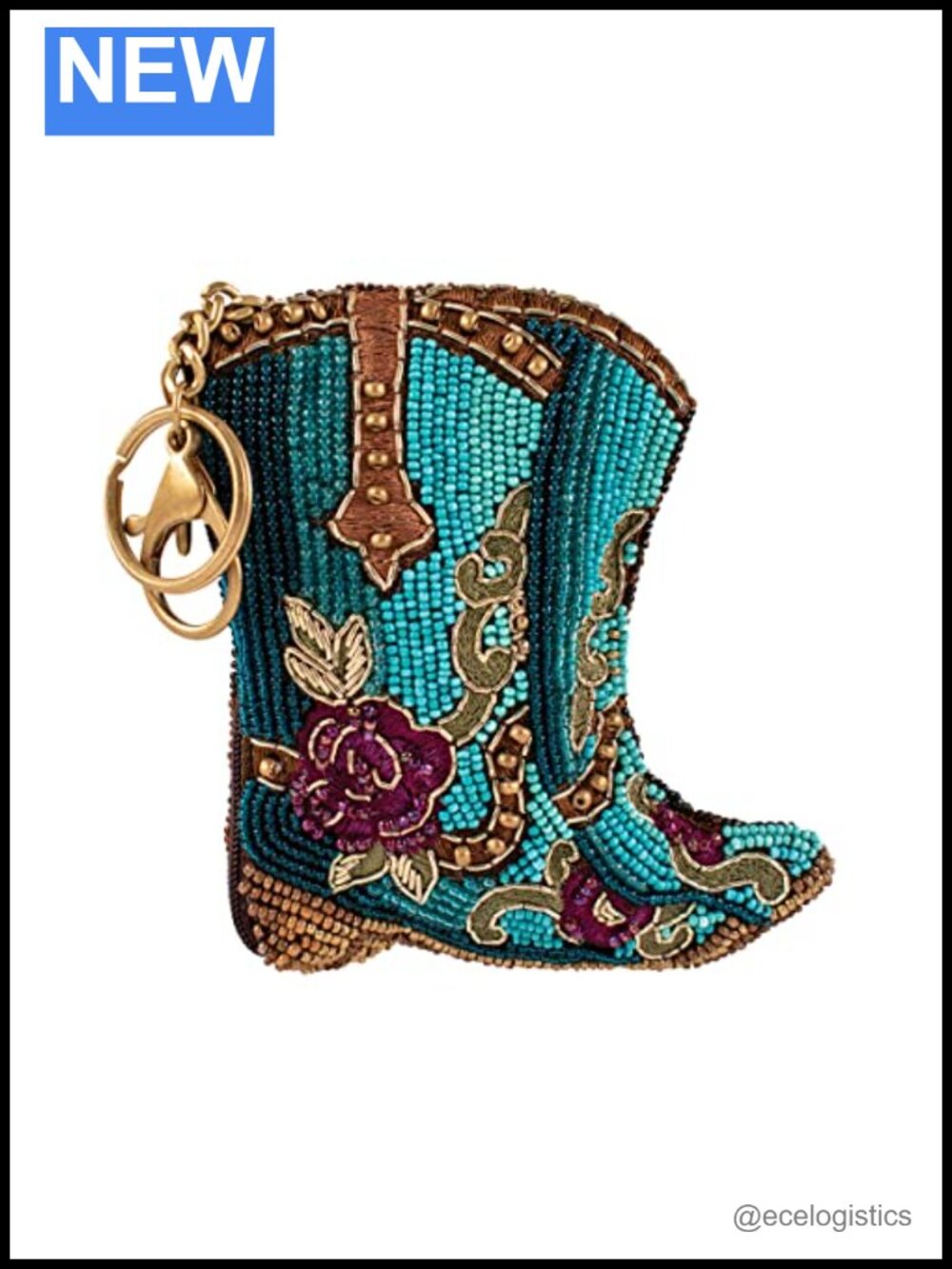 Handcrafted Beaded Coin Purse with Key Ring - Magnet Closure